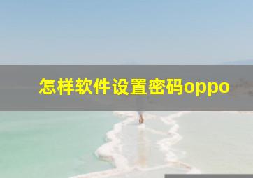 怎样软件设置密码oppo