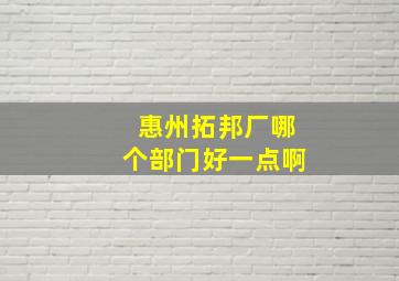 惠州拓邦厂哪个部门好一点啊