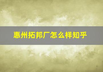 惠州拓邦厂怎么样知乎