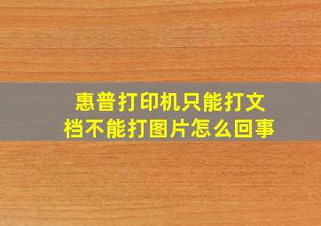 惠普打印机只能打文档不能打图片怎么回事