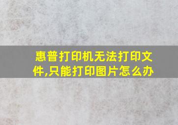 惠普打印机无法打印文件,只能打印图片怎么办