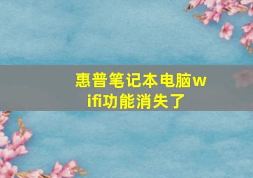 惠普笔记本电脑wifi功能消失了