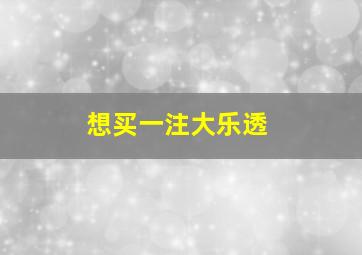 想买一注大乐透