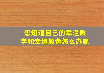 想知道自己的幸运数字和幸运颜色怎么办呢