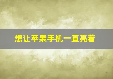 想让苹果手机一直亮着