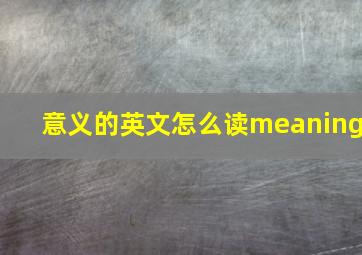 意义的英文怎么读meaning