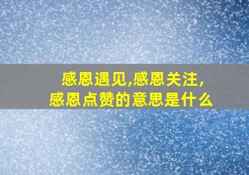 感恩遇见,感恩关注,感恩点赞的意思是什么