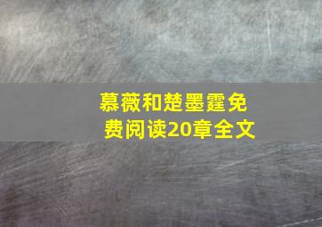 慕薇和楚墨霆免费阅读20章全文