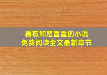 慕薇和楚墨霆的小说免费阅读全文最新章节