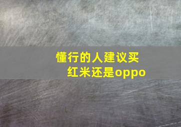 懂行的人建议买红米还是oppo