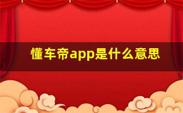 懂车帝app是什么意思