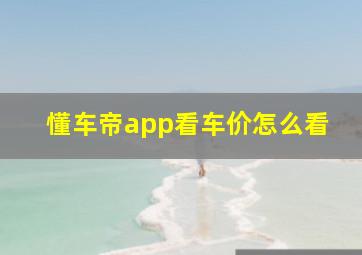 懂车帝app看车价怎么看