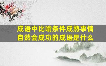 成语中比喻条件成熟事情自然会成功的成语是什么