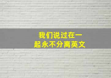 我们说过在一起永不分离英文