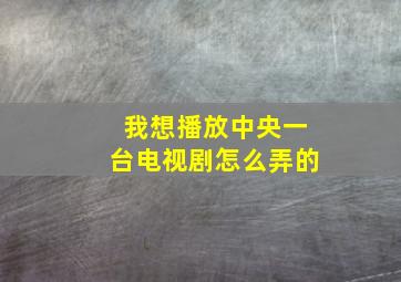 我想播放中央一台电视剧怎么弄的