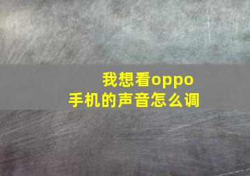 我想看oppo手机的声音怎么调