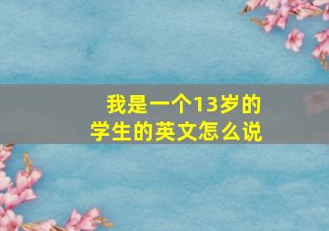 我是一个13岁的学生的英文怎么说