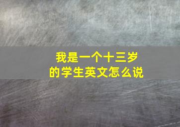 我是一个十三岁的学生英文怎么说