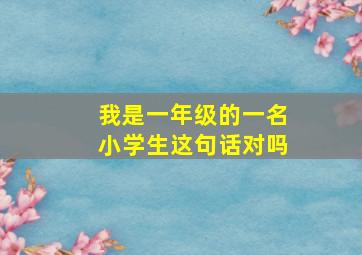 我是一年级的一名小学生这句话对吗