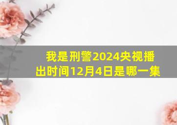 我是刑警2024央视播出时间12月4日是哪一集