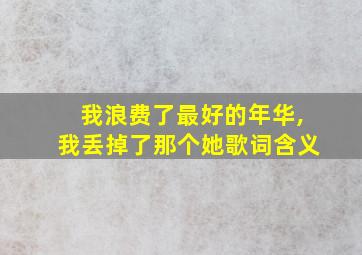 我浪费了最好的年华,我丢掉了那个她歌词含义