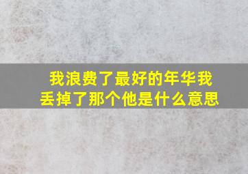 我浪费了最好的年华我丢掉了那个他是什么意思