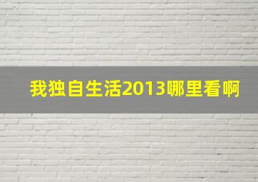 我独自生活2013哪里看啊