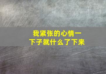 我紧张的心情一下子就什么了下来