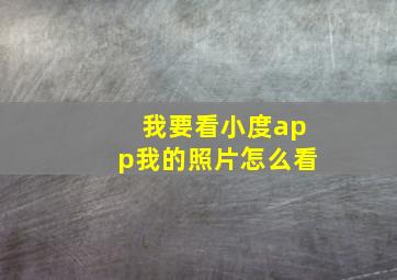 我要看小度app我的照片怎么看