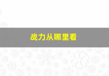 战力从哪里看