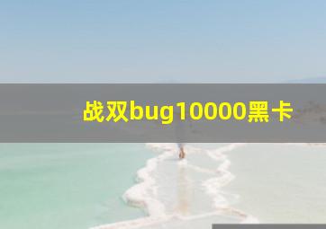 战双bug10000黑卡