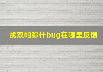 战双帕弥什bug在哪里反馈