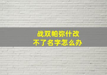 战双帕弥什改不了名字怎么办