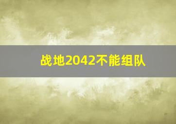 战地2042不能组队