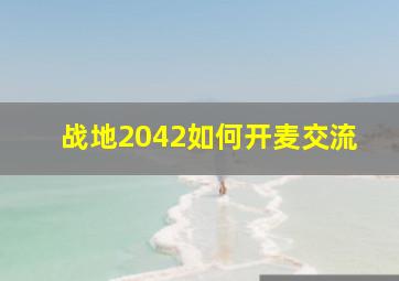 战地2042如何开麦交流