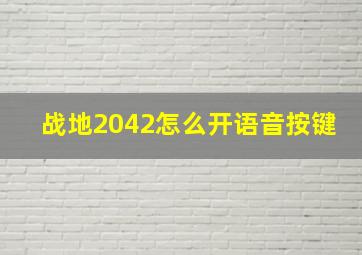 战地2042怎么开语音按键