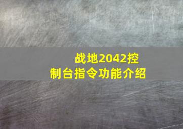 战地2042控制台指令功能介绍