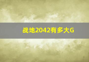 战地2042有多大G