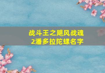 战斗王之飓风战魂2潘多拉陀螺名字