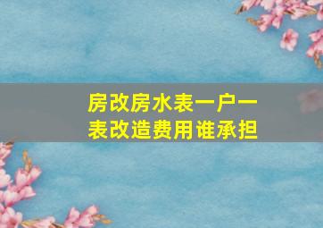 房改房水表一户一表改造费用谁承担