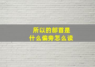 所以的部首是什么偏旁怎么读