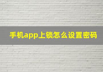 手机app上锁怎么设置密码