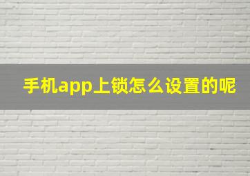 手机app上锁怎么设置的呢