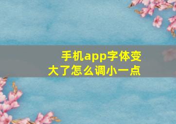 手机app字体变大了怎么调小一点