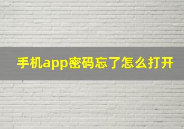 手机app密码忘了怎么打开