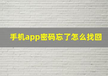 手机app密码忘了怎么找回