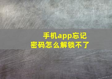 手机app忘记密码怎么解锁不了