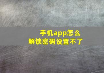 手机app怎么解锁密码设置不了