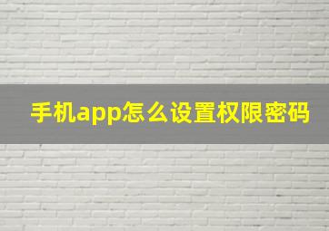 手机app怎么设置权限密码