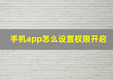 手机app怎么设置权限开启